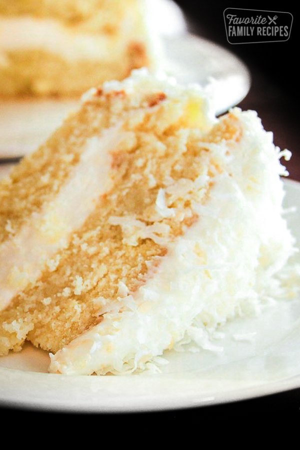 coconut cream cake with coconut cream cheese frosting