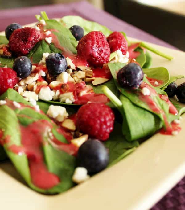 Summer Spinach Salad with Raspberry Vinaigrette