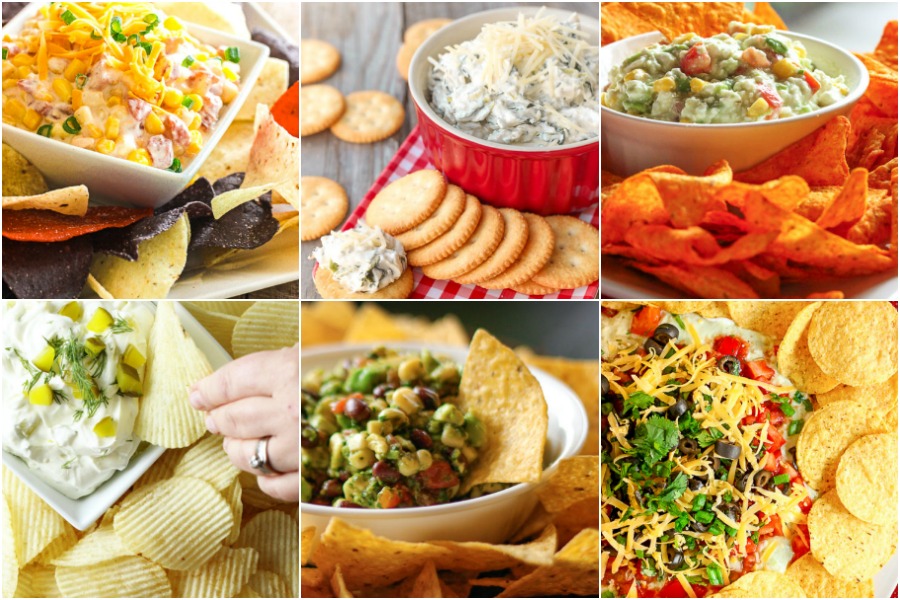 Collage of dips to bring to a barbecue 