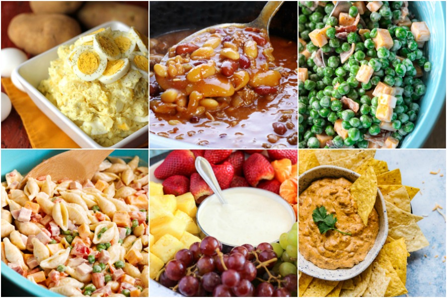 Collage of tasty BBQ side dishes