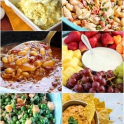 Vertical collage of BBQ side dishes