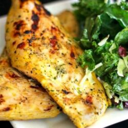 Grilled marinated chicken with a salad