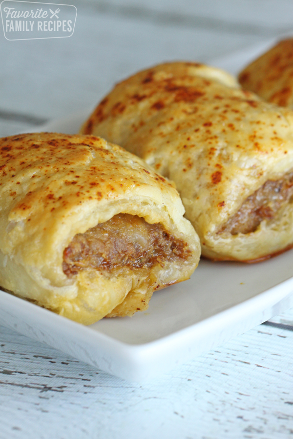 Australian Sausage rolls with Jimmy Dean Premium Sausage on a serving tray