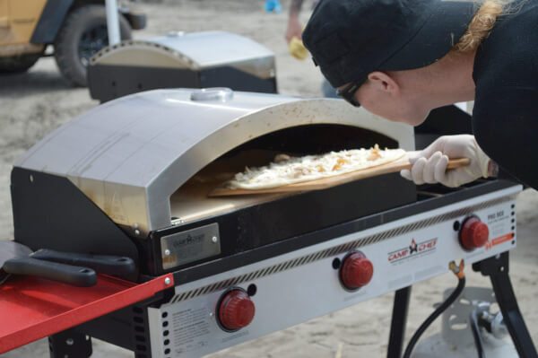 Cooking with the camp chef pizza maker. 