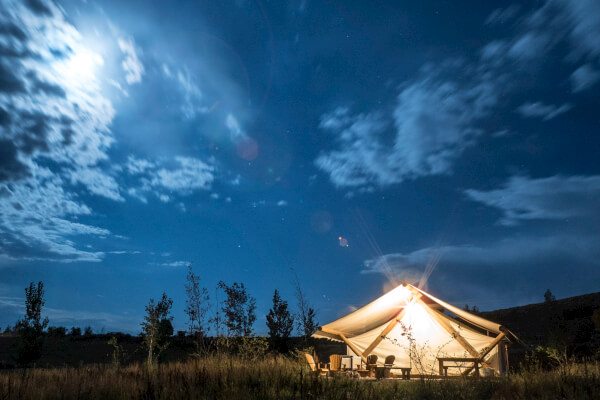 Glamping out in the woods. 