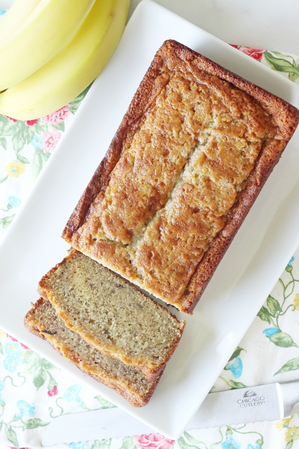 Banana bread on a large plate