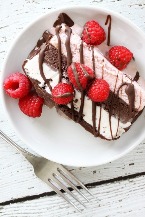 Above view of Frozen Layered Gelato Cake.