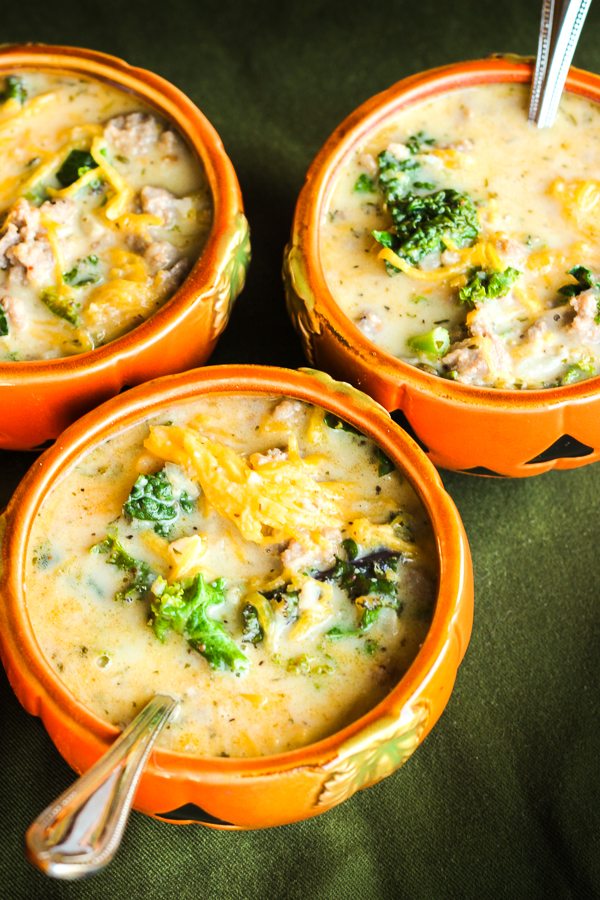 This Soup in a Pumpkin is the BEST fall recipe. It makes the house smell amazing as it cooks and the bits of pumpkin in the soup are SO yummy! 