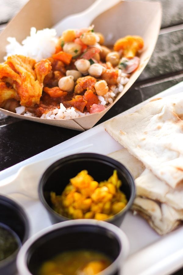 Warm indian bread with pickled garlic. 