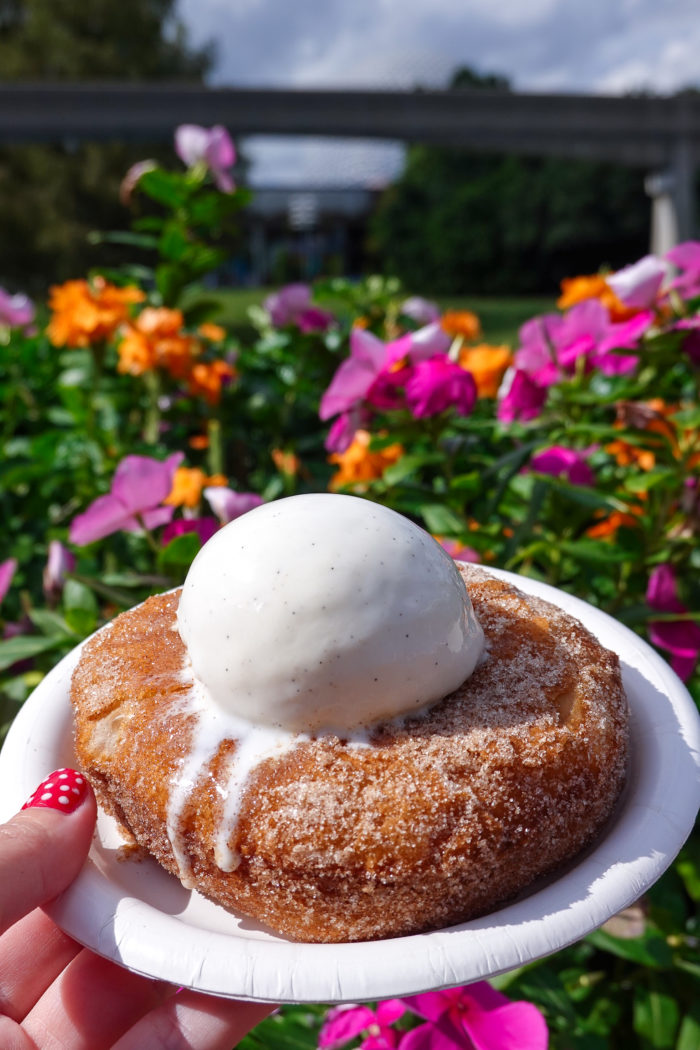 Croissant Doughnut with gelato on top at the Epcot Food and Wine Festival.