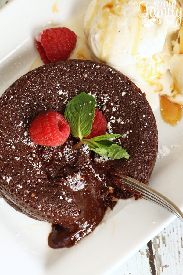 Above view of instant pot chocolate lava cake.