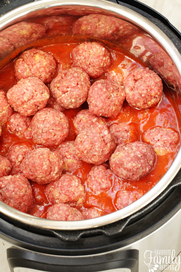 Raw Meatballs placed in an Instant Pot