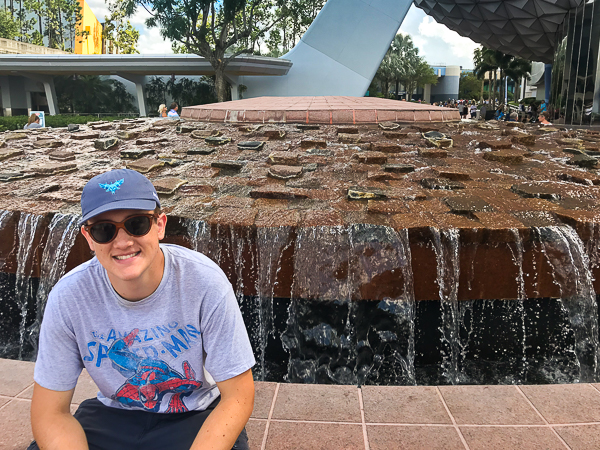 Echo's son sitting on the waterfall. 