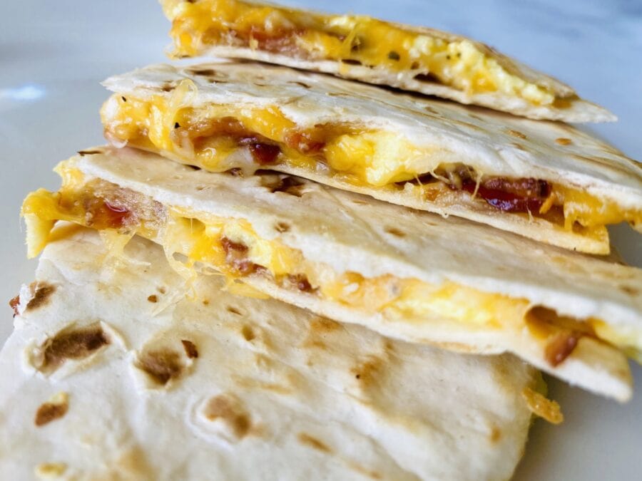 stack of breakfast quesadillas