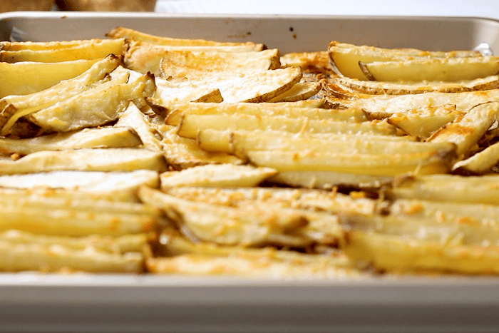 Baked Potato Wedges cooked in the oven.