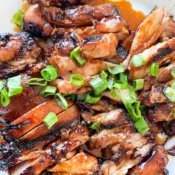 sliced grilled chicken teriyaki on a plate