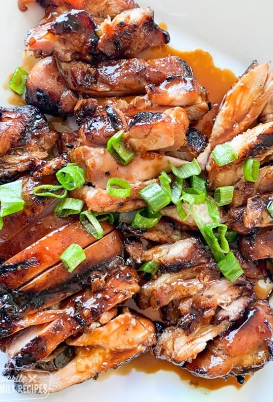 sliced grilled chicken teriyaki on a plate