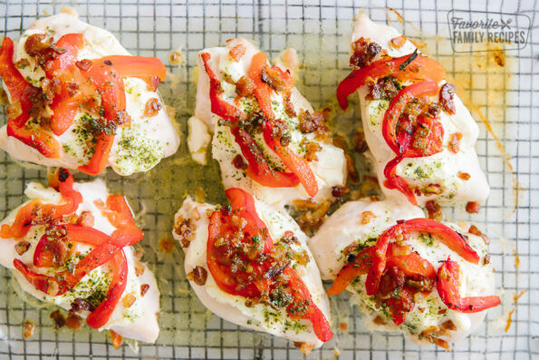 Pesto Chicken with Bacon & Roasted Red Peppers - Favorite Family Recipes