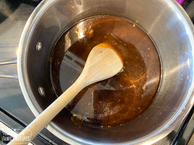 teriyaki marinade in a pot on the stove