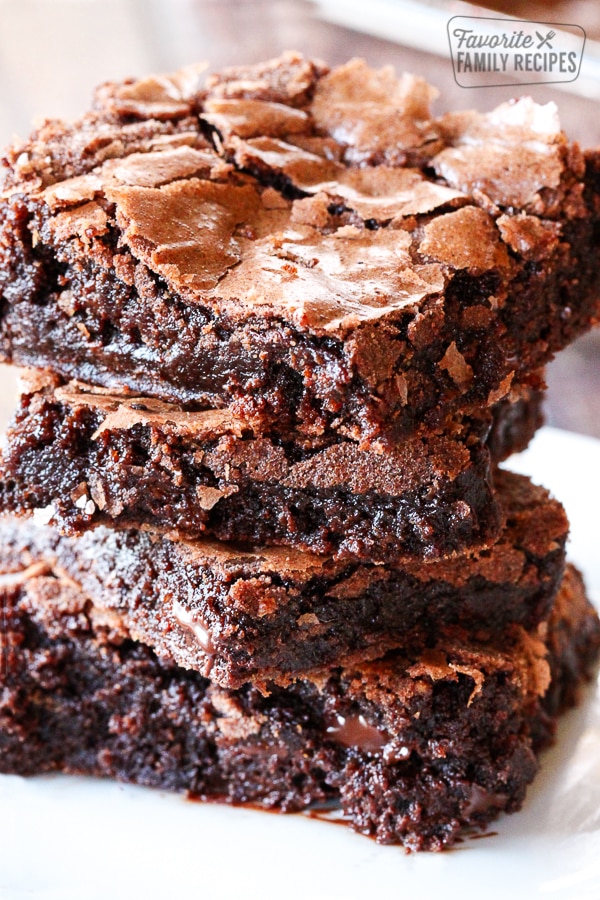 3 better than box mix brownies stacked on top of each other. 