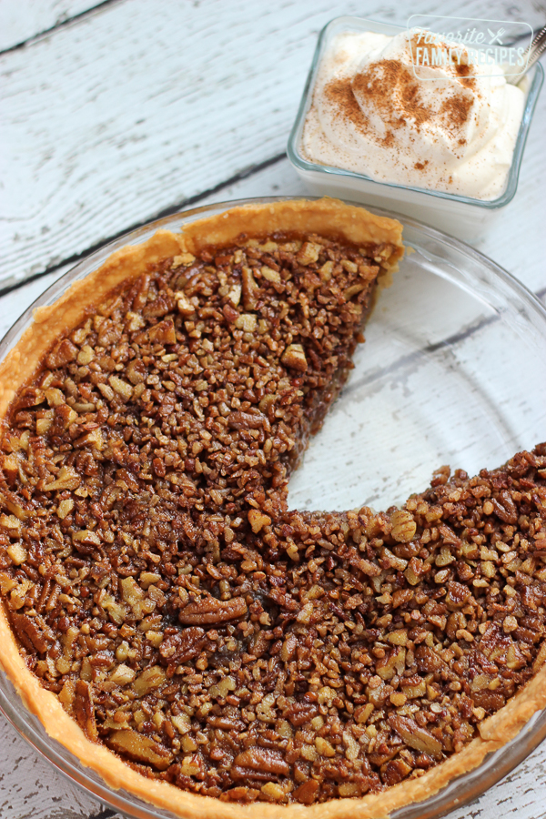 Brown Butter Pecan Pie with a side of Whipped Topping.