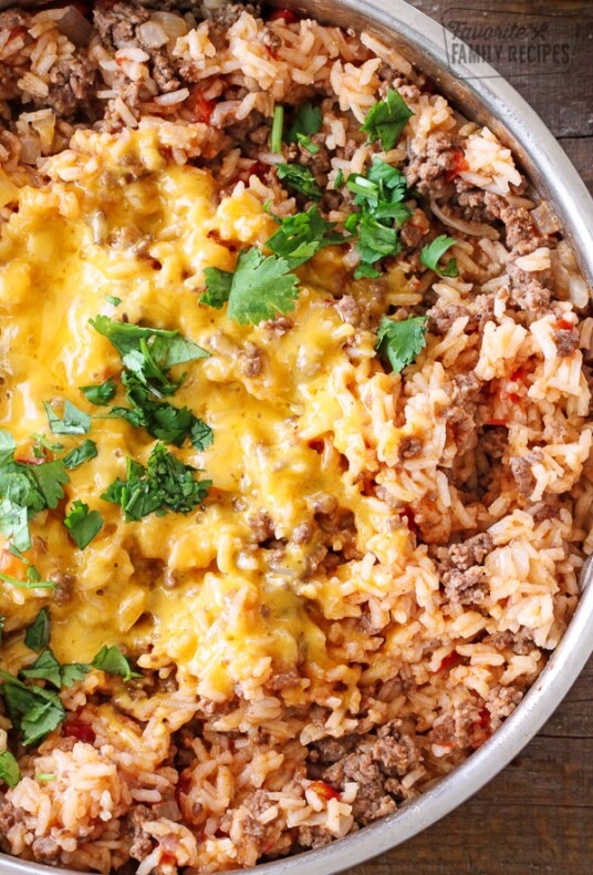 Cheesy Beefy Rice Skillet (A One Pot Meal) from above