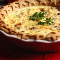 Christmas Quiche in a baking dish