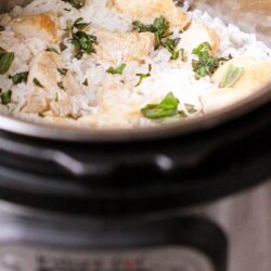 Instant Pot Chicken and Rice with Basil Cream Sauce