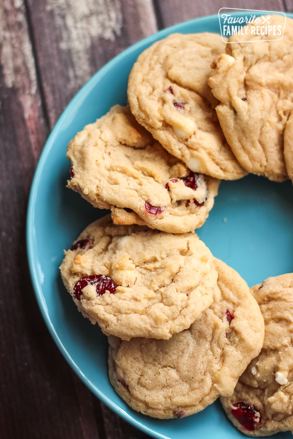 Cherry Vanilla Cookies on a blue plate.