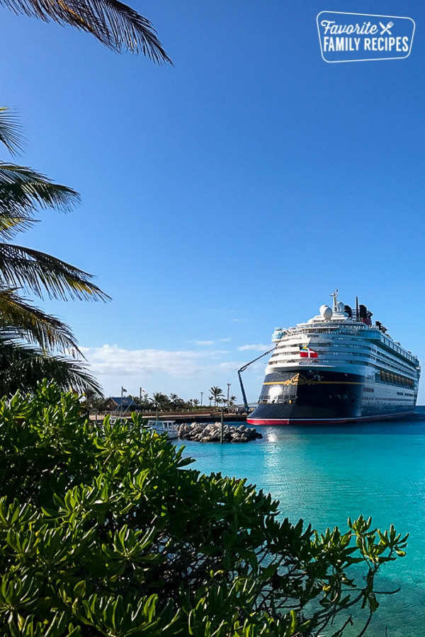 Disney Wonder Cruise Line in port at Castaway Cay.