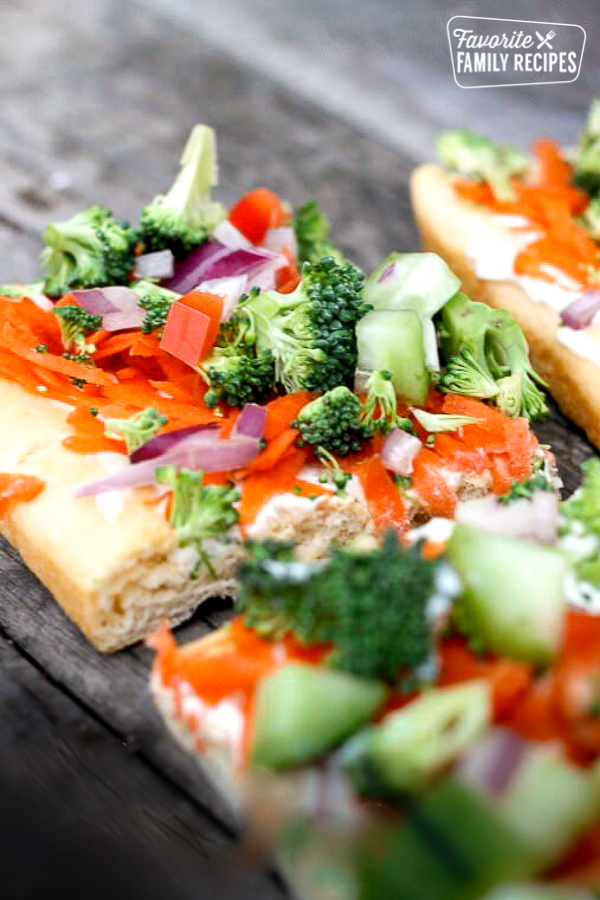 Veggie Pizza Squares on a tray
