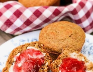 High Fiber Cereal Bran Muffins with Butter and Jam