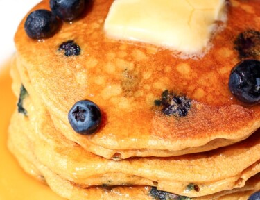 Stack of Whole Wheat Blueberry Pancakes