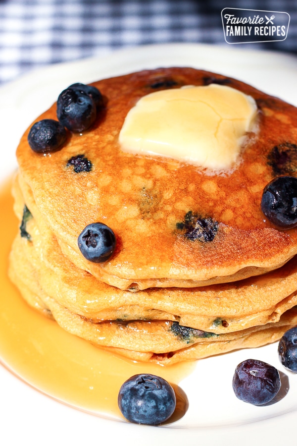 Stack of Whole Wheat Blueberry Pancakes