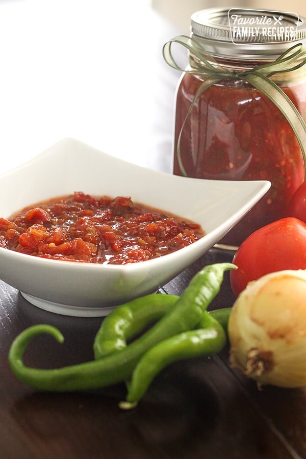 Canned Salsa in a bowl