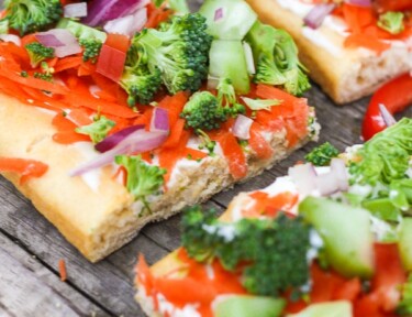3 Easy Low Fat Veggie Squares on a gray surface.