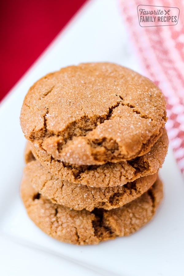 Spiced Molasses Cookies Three Spiced Molasses Cookies on a plate