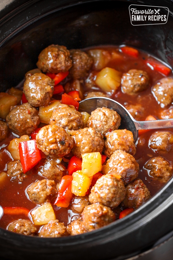 Crockpot Sweet and Sour Meatballs.