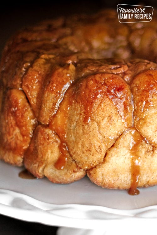 Caramel Monkey Bread on a tray.