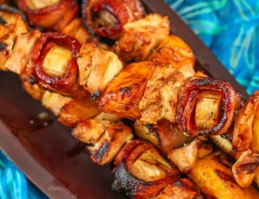 Grilled Caribbean Shish Kabobs on a Serving Platter