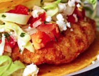 Close up of Easy Fish Tacos on a plate.