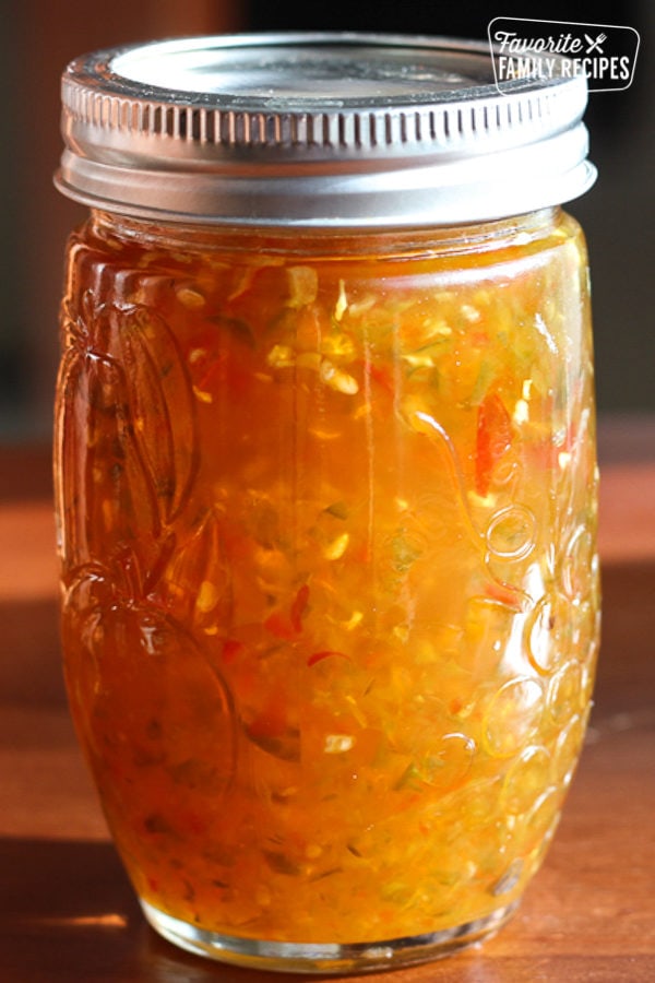 Jalapeno Jelly in a mason jar
