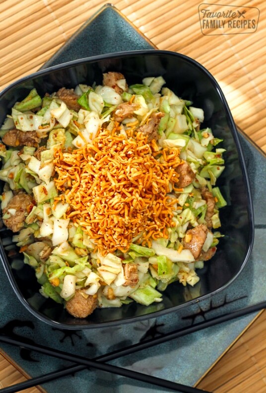 Pai Mai salad in a black bowl.