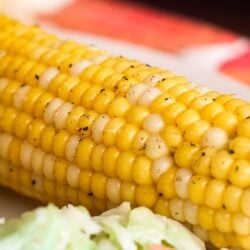 Perfect Corn on the Cob sprinkled with salt and pepper