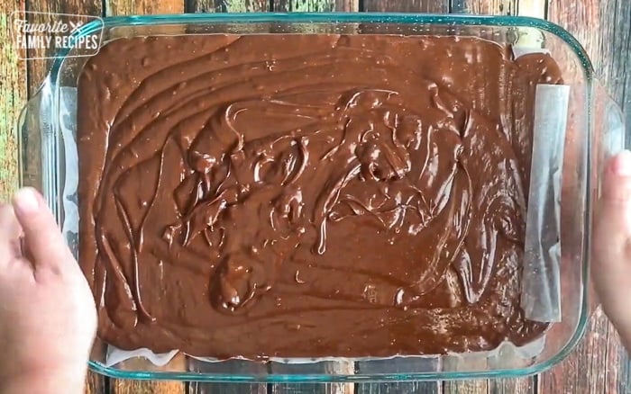 Fudge in a glass baking pan