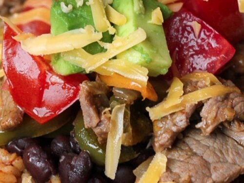 Steak Fajita Bowls Close Up