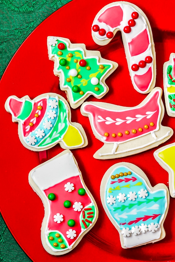 Decorated Christmas cookies on a plate