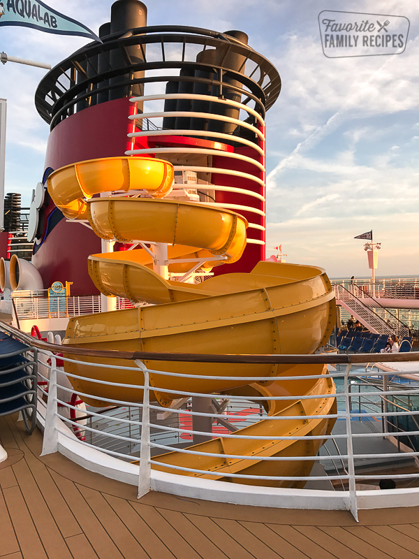 The slide on the top deck of the Disney cruise. 