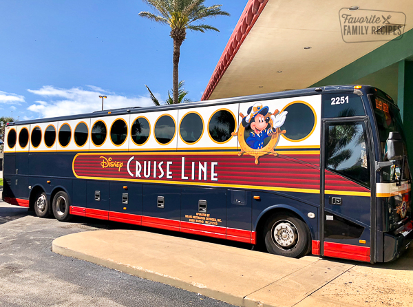 The cruise line bus with Mickey on it. 