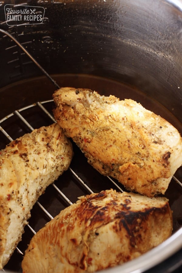 Cooked chicken in an Instant Pot.